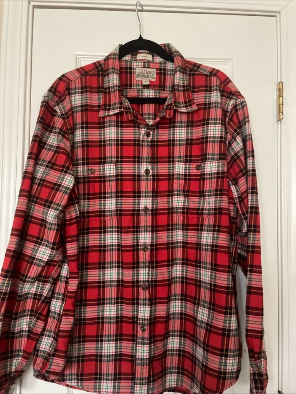 Classic Red Plaid Button-Down Men's J Crew flannel Shirt XXL